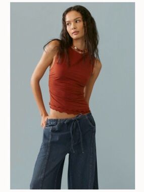 Free People Rust Ruching Sleeveless Tank